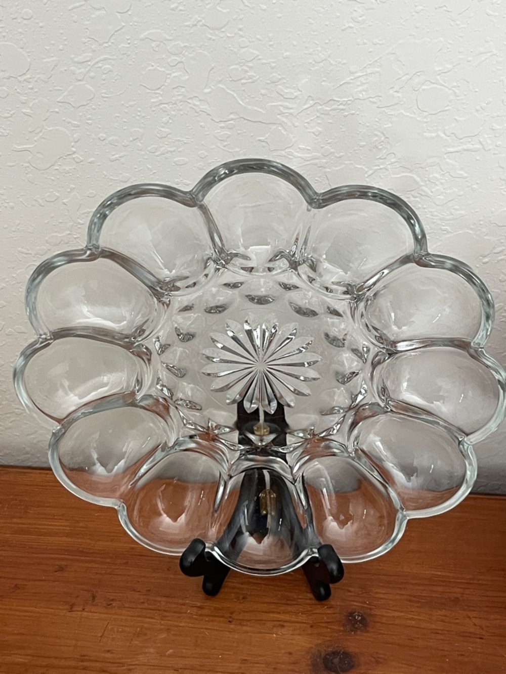 Anchor Hocking VTG Fairfield Pressed Glass Egg Platter 10in Perfect for Hanging